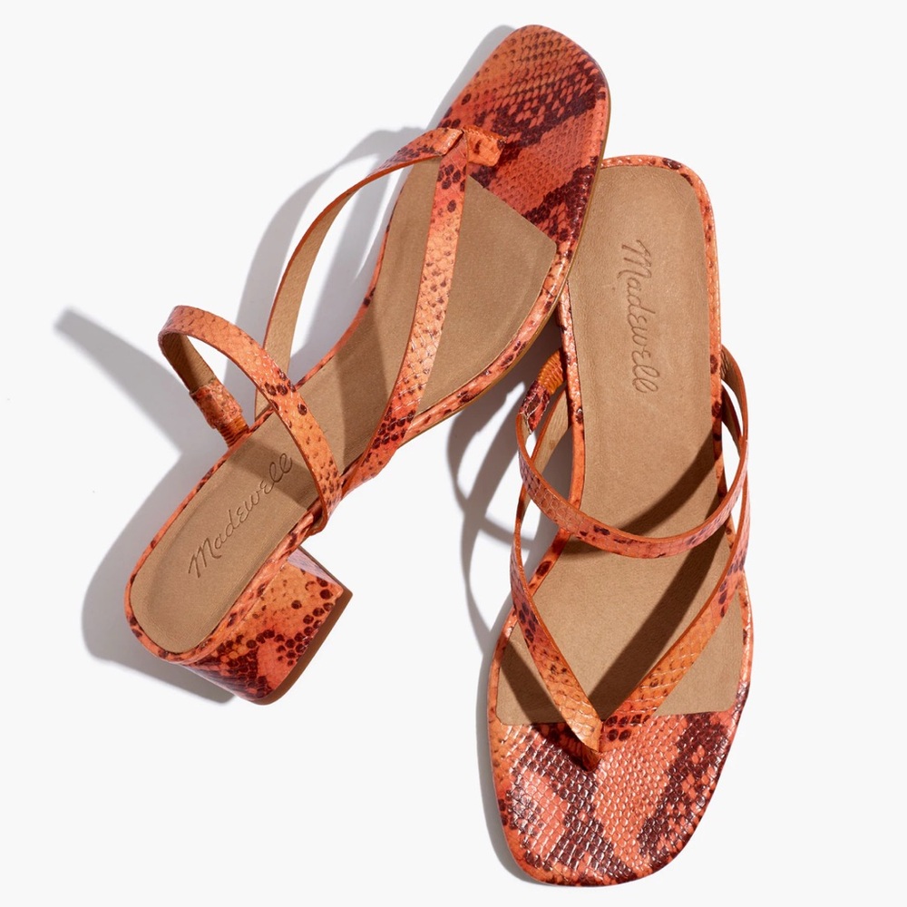 Madewell The Amber Sandal in Snake Embossed Leather 8.5